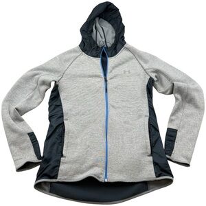 Under Armour ColdGear Hooded Jacket Men’s Medium Gray Full Zip Stretch